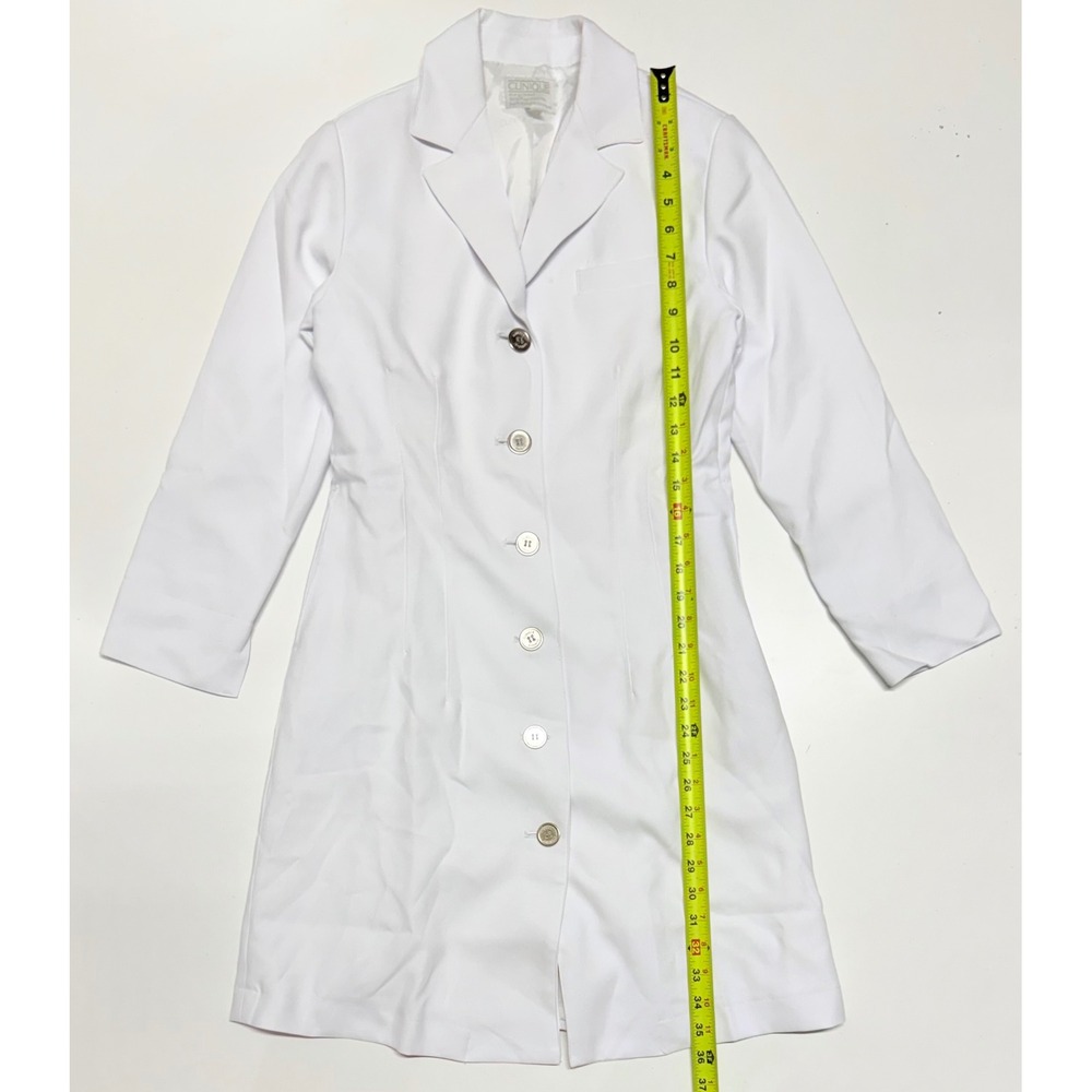 Clinique White Lab Coat Women 2P Petite Uniform Medical Aesthetician Long Sleeve
